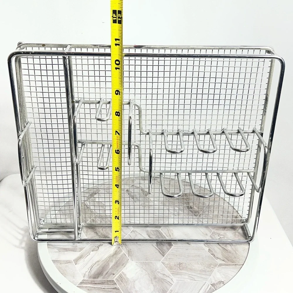 Chrome Wire Mesh Utensil Rack Countertop Kitchen Organizer 12x12